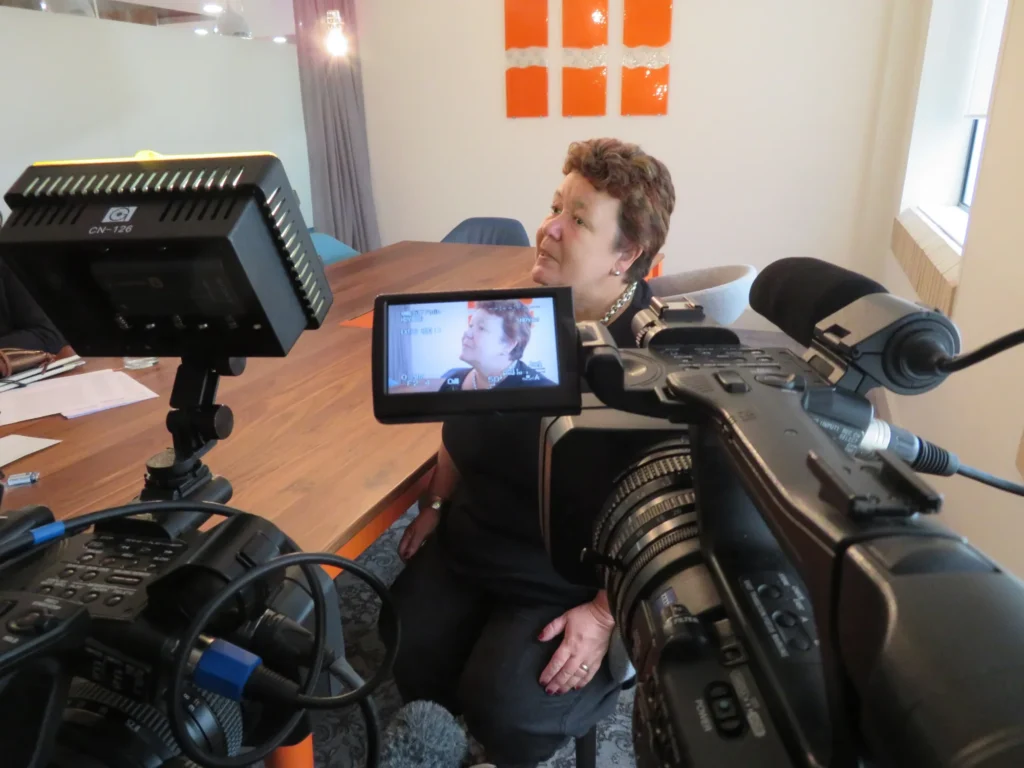 Julie being interviewed